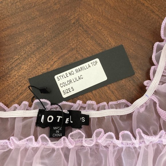 NWT Motel Marilla Sheer Crop Top - Lavender - Picture 4 of 4